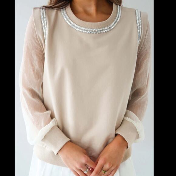 Hope’s Feeling Better Top Beige Jeweled Medium - Picture 2 of 5